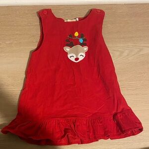 Red Reindeer Appliqué Kids Dress
